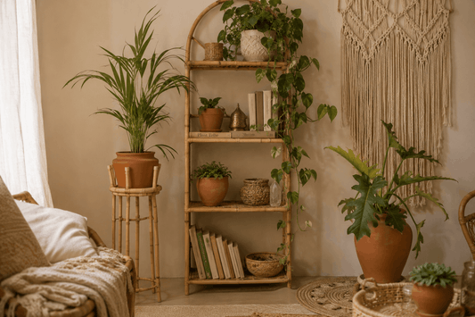Déco bohème avec les plantes : macramé, rotin et matières naturelles