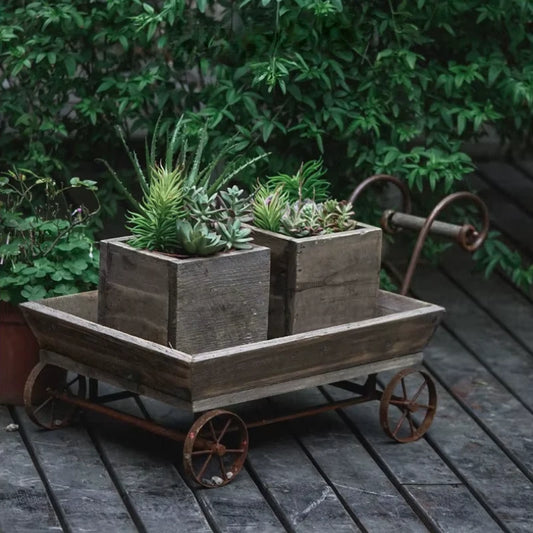 Chariot Plante Vintage Bois Américain - Univers Plante